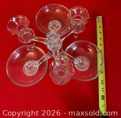 MaxSold Auction: Vintage Elegant Glass Candlestick Holder with 3 Drip Trays - Norwood (Pennsylvania, USA) SELLER MANAGED Downsizing Online Auction - Martin Lane