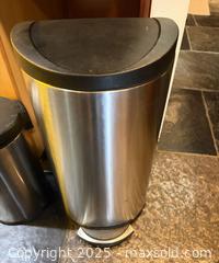 MaxSold Auction: Brushed Stainless Steel Step Trash Cans with Black Lid/Base — Lot of 2 - Toronto (Ontario, Canada) PARTNER MANAGED Estate Sale Online Auction - Cortleigh Boulevard 