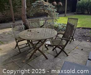MaxSold Auction: Gloster Outdoor Round Teak Patio Dining Set, Table + Chairs - Toronto (Ontario, Canada) PARTNER MANAGED Estate Sale Online Auction - Cortleigh Boulevard 