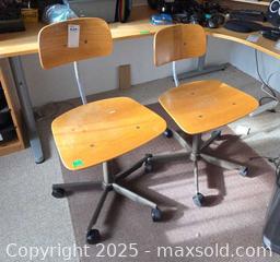 MaxSold Auction: Office Drafting Chairs, Light Oak Wood with Metal Base (Set of 2) - Toronto (Ontario, Canada) PARTNER MANAGED Estate Sale Online Auction - Cortleigh Boulevard 