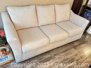 MaxSold Auction: Beige Woven Fabric 3-Seater Sofa - Waterloo (Ontario, Canada) SELLER MANAGED Estate Sale Online Auction -  New Hampshire Street
