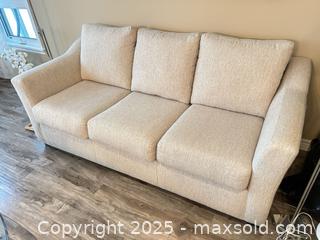 MaxSold Auction: Beige Woven Fabric 3-Seater Sofa - Waterloo (Ontario, Canada) SELLER MANAGED Estate Sale Online Auction -  New Hampshire Street