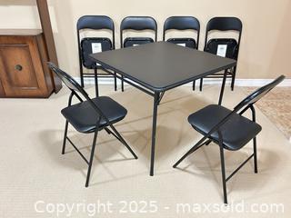 MaxSold Auction: Black Matte Square Folding Table with 6 Folding Chairs (Set) - Waterloo (Ontario, Canada) SELLER MANAGED Estate Sale Online Auction -  New Hampshire Street