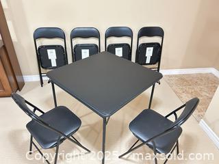 MaxSold Auction: Black Matte Square Folding Table with 6 Folding Chairs (Set) - Waterloo (Ontario, Canada) SELLER MANAGED Estate Sale Online Auction -  New Hampshire Street