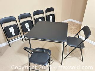 MaxSold Auction: Black Matte Square Folding Table with 6 Folding Chairs (Set) - Waterloo (Ontario, Canada) SELLER MANAGED Estate Sale Online Auction -  New Hampshire Street