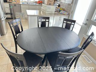 MaxSold Auction: Dining table with 6 chairs, oval extending leaf — dark espresso - Waterloo (Ontario, Canada) SELLER MANAGED Estate Sale Online Auction -  New Hampshire Street