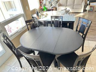 MaxSold Auction: Dining table with 6 chairs, oval extending leaf — dark espresso - Waterloo (Ontario, Canada) SELLER MANAGED Estate Sale Online Auction -  New Hampshire Street