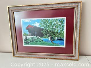 MaxSold Auction: Framed Matted Covered Bridge Artwork by Lila L’Abbe, 2001 - Waterloo (Ontario, Canada) SELLER MANAGED Estate Sale Online Auction -  New Hampshire Street