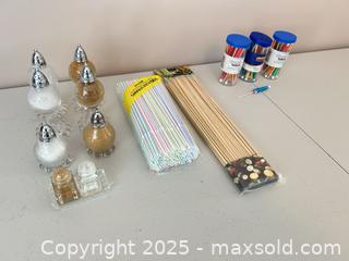 MaxSold Auction: Glass Salt &#38; Pepper Shakers, Cruet Set, Skewers &#38; Toothpicks - Waterloo (Ontario, Canada) SELLER MANAGED Estate Sale Online Auction -  New Hampshire Street
