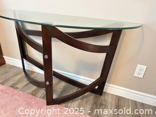 MaxSold Auction: Half-Moon Wall Console Table, Dark Espresso Wood with Glass Top - Waterloo (Ontario, Canada) SELLER MANAGED Estate Sale Online Auction -  New Hampshire Street