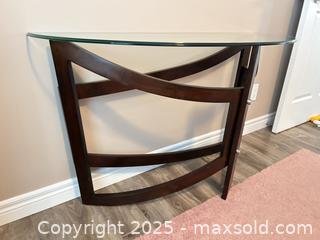 MaxSold Auction: Half-Moon Wall Console Table, Dark Espresso Wood with Glass Top - Waterloo (Ontario, Canada) SELLER MANAGED Estate Sale Online Auction -  New Hampshire Street