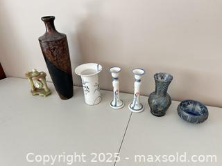 MaxSold Auction: Lot of Decorative Ceramics, Assorted Vases, Candlestick & Clock - Waterloo (Ontario, Canada) SELLER MANAGED Estate Sale Online Auction -  New Hampshire Street