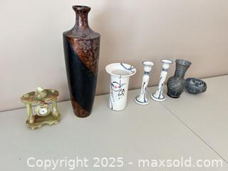 MaxSold Auction: Lot of Decorative Ceramics, Assorted Vases, Candlestick & Clock - Waterloo (Ontario, Canada) SELLER MANAGED Estate Sale Online Auction -  New Hampshire Street