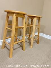 MaxSold Auction: Pair of Solid Wood Round-Top Counter Stools (Set of 2). 12” wide, 24” tall - Waterloo (Ontario, Canada) SELLER MANAGED Estate Sale Online Auction -  New Hampshire Street