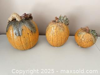 MaxSold Auction: Set of 3 Decorative Ceramic Pumpkins, Small/Med/Large - Waterloo (Ontario, Canada) SELLER MANAGED Estate Sale Online Auction -  New Hampshire Street