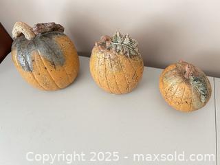 MaxSold Auction: Set of 3 Decorative Ceramic Pumpkins, Small/Med/Large - Waterloo (Ontario, Canada) SELLER MANAGED Estate Sale Online Auction -  New Hampshire Street