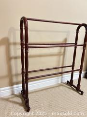 MaxSold Auction: Solid Mahogany/Cherry Quilt Rack, Red-Brown Stain, 3 Rails - Waterloo (Ontario, Canada) SELLER MANAGED Estate Sale Online Auction -  New Hampshire Street
