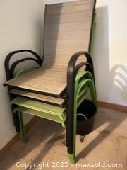 MaxSold Auction: Stacking Patio Chairs, Lime Green Textile Sling, Black Frame (Set of 4) - Waterloo (Ontario, Canada) SELLER MANAGED Estate Sale Online Auction -  New Hampshire Street