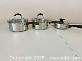 MaxSold Auction: Stainless Steel 3-Piece Saucepan Set with Lids - Waterloo (Ontario, Canada) SELLER MANAGED Estate Sale Online Auction -  New Hampshire Street