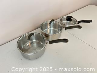 MaxSold Auction: Stainless Steel 3-Piece Saucepan Set with Lids - Waterloo (Ontario, Canada) SELLER MANAGED Estate Sale Online Auction -  New Hampshire Street