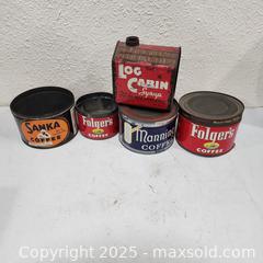 MaxSold Auction: Coffee Tins &#38; Log Cabin Syrup Tin - Sacramento (California, USA) SELLER MANAGED Reseller Online Auction - Arden Way
