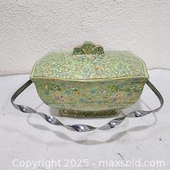MaxSold Auction: English Cloisonné Lidded Tureen with Twisted Silver Handle - Sacramento (California, USA) SELLER MANAGED Reseller Online Auction - Arden Way