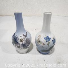 MaxSold Auction: Royal Copenhagen Hand-Painted Floral Bud Vases (Set of 2) - Sacramento (California, USA) SELLER MANAGED Reseller Online Auction - Arden Way
