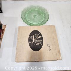 MaxSold Auction: Tiara Exclusive Indiana Glass Green Sandwich Glass Serving Platter - Sacramento (California, USA) SELLER MANAGED Reseller Online Auction - Arden Way