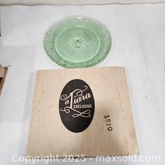 MaxSold Auction: Tiara Exclusive Indiana Glass Green Sandwich Glass Serving Platter - Sacramento (California, USA) SELLER MANAGED Reseller Online Auction - Arden Way