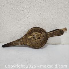MaxSold Auction: Vintage Brass-Embossed Fireplace Bellows with Sailing Ship Design - Sacramento (California, USA) SELLER MANAGED Reseller Online Auction - Arden Way
