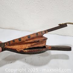 MaxSold Auction: Vintage Brass-Embossed Fireplace Bellows with Sailing Ship Design - Sacramento (California, USA) SELLER MANAGED Reseller Online Auction - Arden Way