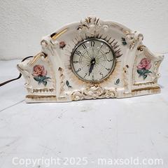 MaxSold Auction: Vintage Ceramic Electric Mantel Clock with Rose Motif - Working - Sacramento (California, USA) SELLER MANAGED Reseller Online Auction - Arden Way