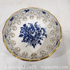 MaxSold Auction: Wallendorf Handpainted Porcelain Reticulated Bowl with Blue Floral Design - Sacramento (California, USA) SELLER MANAGED Reseller Online Auction - Arden Way