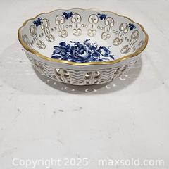 MaxSold Auction: Wallendorf Handpainted Porcelain Reticulated Bowl with Blue Floral Design - Sacramento (California, USA) SELLER MANAGED Reseller Online Auction - Arden Way