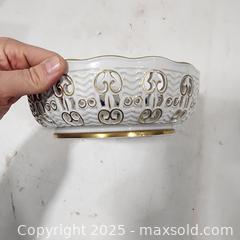 MaxSold Auction: Wallendorf Handpainted Porcelain Reticulated Bowl with Blue Floral Design - Sacramento (California, USA) SELLER MANAGED Reseller Online Auction - Arden Way