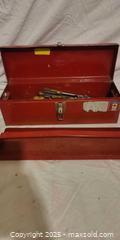 MaxSold Auction: Red Painted Metal Toolbox with Assorted Hand Tools - Toronto (Ontario, Canada) SELLER MANAGED Downsizing Online Auction - Rutherford Avenue