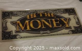 MaxSold Auction: Slot Machine Glass Panel "IN THE MONEY" 19.5 x 9 in - Toronto (Ontario, Canada) SELLER MANAGED Downsizing Online Auction - Rutherford Avenue