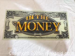 MaxSold Auction: Slot Machine Glass Panel "IN THE MONEY" 19.5 x 9 in - Toronto (Ontario, Canada) SELLER MANAGED Downsizing Online Auction - Rutherford Avenue