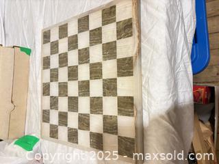 MaxSold Auction: Stone Chess Boards with Partial Chess Pieces (Lot of 2) - Toronto (Ontario, Canada) SELLER MANAGED Downsizing Online Auction - Rutherford Avenue