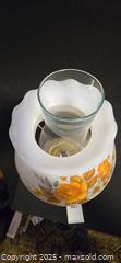 MaxSold Auction: Antique Milk Glass Hurricane-Style Table Lamp with Floral Decal - Vancouver (British Columbia, Canada) PARTNER MANAGED Downsizing Online Auction - Montcalm Street (CONDO)