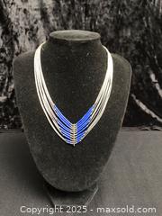 MaxSold Auction: Sterling silver and lapis lazuli bead necklace.  - Saanich (British Columbia, Canada) SELLER MANAGED Downsizing Online Auction - Colquitz
