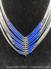 MaxSold Auction: Sterling silver and lapis lazuli bead necklace.  - Saanich (British Columbia, Canada) SELLER MANAGED Downsizing Online Auction - Colquitz