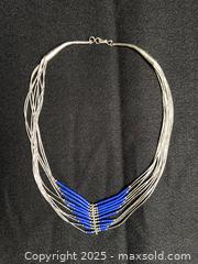 MaxSold Auction: Sterling silver and lapis lazuli bead necklace.  - Saanich (British Columbia, Canada) SELLER MANAGED Downsizing Online Auction - Colquitz