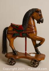 MaxSold Auction: Antique Hand-Carved Wooden Horse on Wheels – Gallery Presentation - Newmarket (Ontario, Canada) SELLER MANAGED Downsizing Online Auction - Brimson Drive (STORAGE)