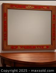 MaxSold Auction: Exquisite Red Chinoiserie Lacquer Mirror – Hand-Gilded Decorative Masterpiece - Newmarket (Ontario, Canada) SELLER MANAGED Downsizing Online Auction - Brimson Drive (STORAGE)