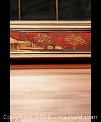 MaxSold Auction: Exquisite Red Chinoiserie Lacquer Mirror – Hand-Gilded Decorative Masterpiece - Newmarket (Ontario, Canada) SELLER MANAGED Downsizing Online Auction - Brimson Drive (STORAGE)