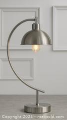MaxSold Auction: Vintage Brushed Steel Arc Table Lamp — Modern Industrial Elegance - Newmarket (Ontario, Canada) SELLER MANAGED Downsizing Online Auction - Brimson Drive (STORAGE)