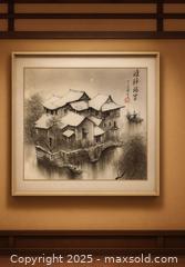 MaxSold Auction: “Winter Stillness Over the Water Village” – Fine Asian Ink Landscape (Framed) and signed - Newmarket (Ontario, Canada) SELLER MANAGED Downsizing Online Auction - Brimson Drive (STORAGE)