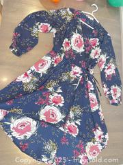 MaxSold Auction: Maurice’s L Wrap Faux-Wrap Midi Dress Navy Pink White Floral - Ottawa (Ontario, Canada) SELLER MANAGED Downsizing Online Auction - Zephyr Avenue