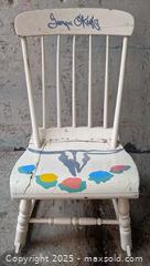 MaxSold Auction: Antique Rocking Chair painted in the style of Georgia O'Keefe - Barrie (Ontario, Canada) SELLER MANAGED Reseller Online Auction - Innisfil Street (STORAGE)